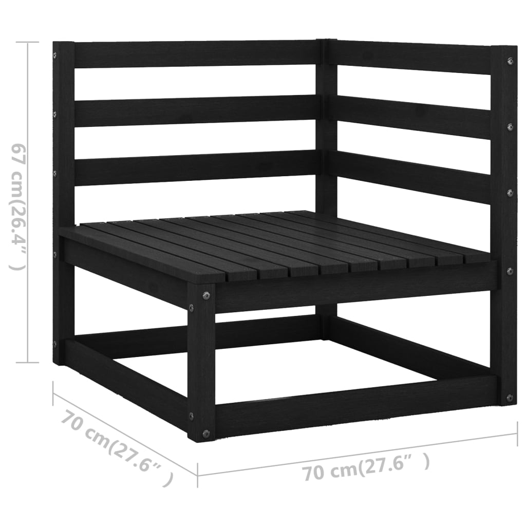 vidaXL 6-dielny záhradný sedací set čierny masívne borovicové drevo