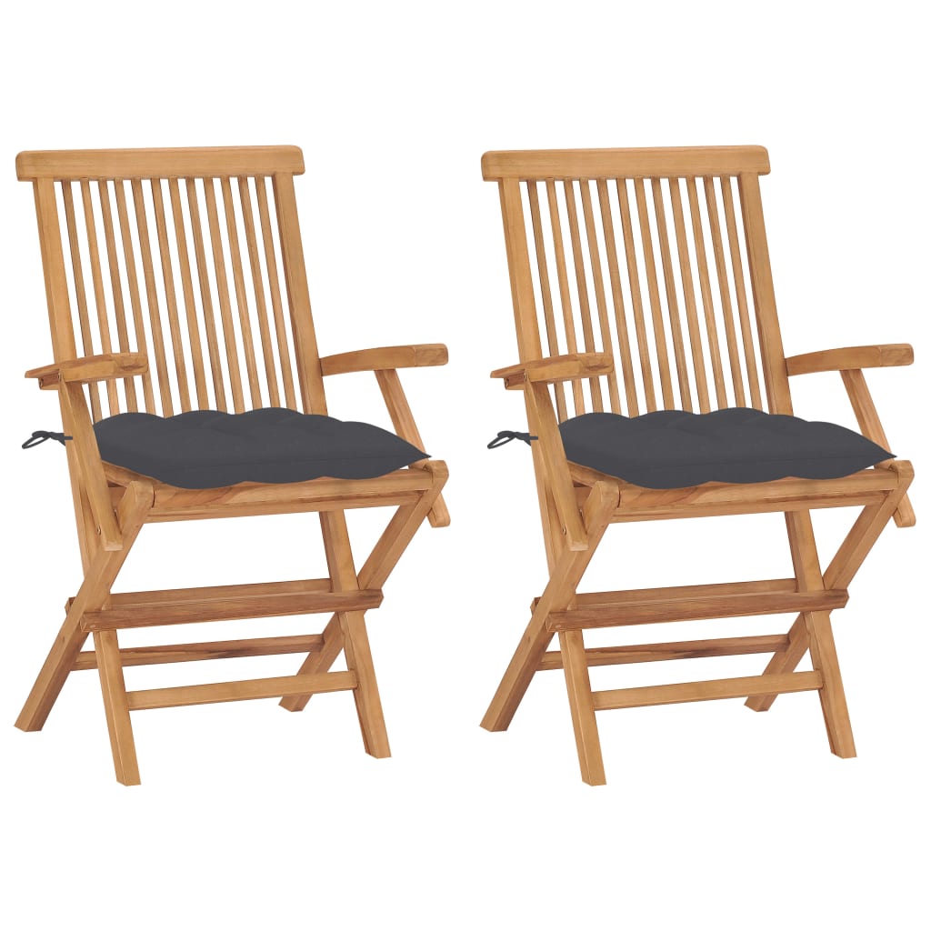 vidaXL Záhradné stoličky s antracitovými podložkami 2 ks tíkový masív