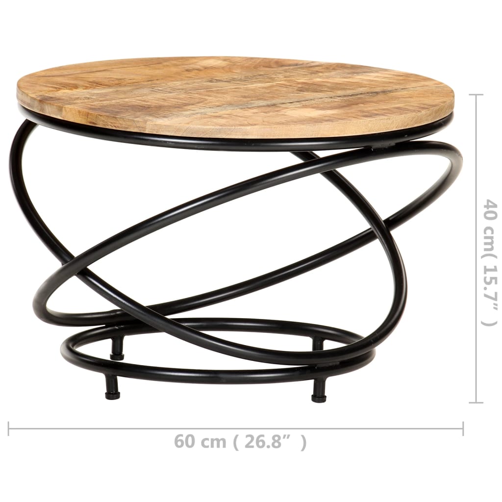 vidaXL Konferenčný stolík, čierny 60x60x40 cm, surový mangový masív