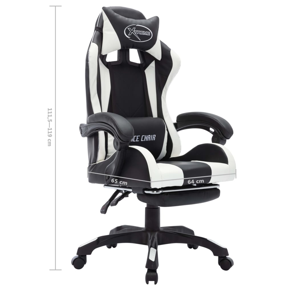 vidaXL Herná stolička s RGB LED svetlami bielo-čierna umelá koža