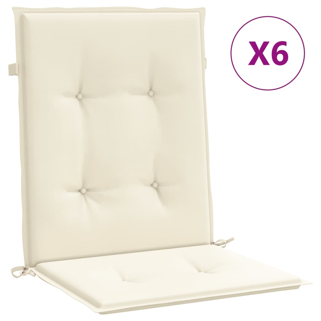 vidaXL Podložky na záhradné stoličky, nízke operadlo 6 ks 100x50x3 cm