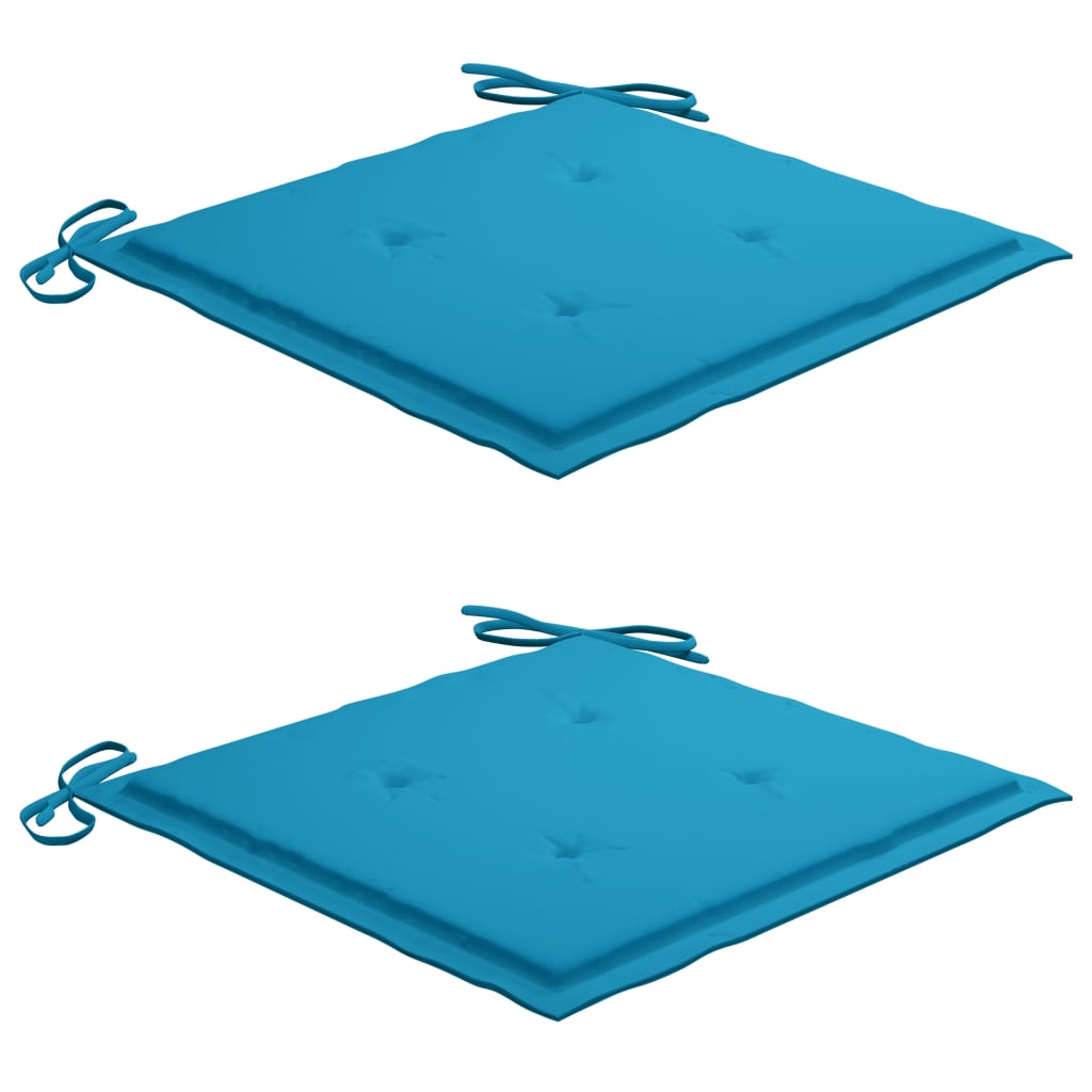 vidaXL Jedálenské stoličky 2 ks modré podložky tíkový masív