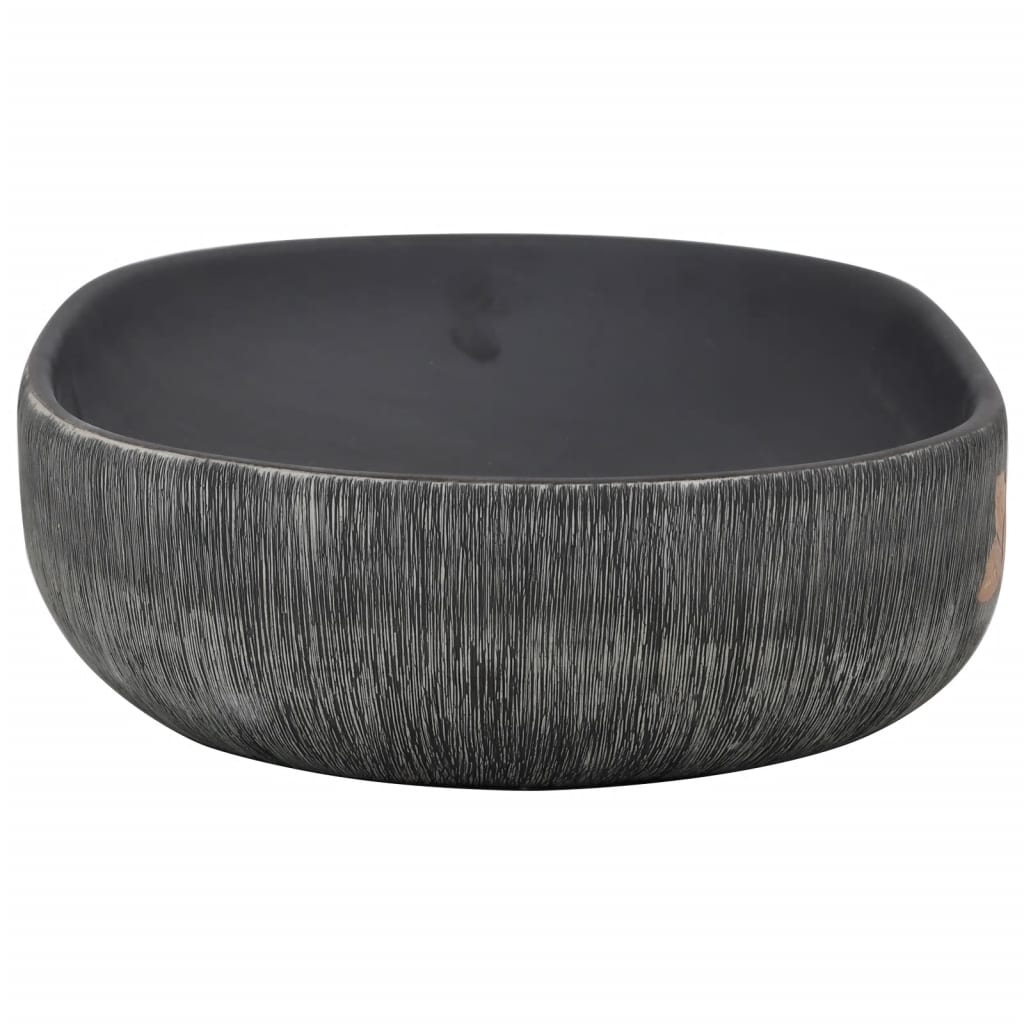vidaXL Umývadlo na dosku sivo-čierne oválne 59x40x14 cm keramické