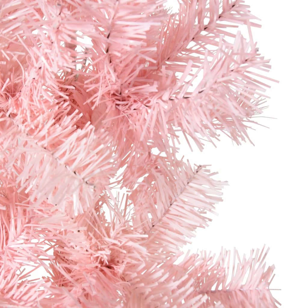 vidaXL Umelý vianočný polovičný stromček s podstavcom ružový 210 cm