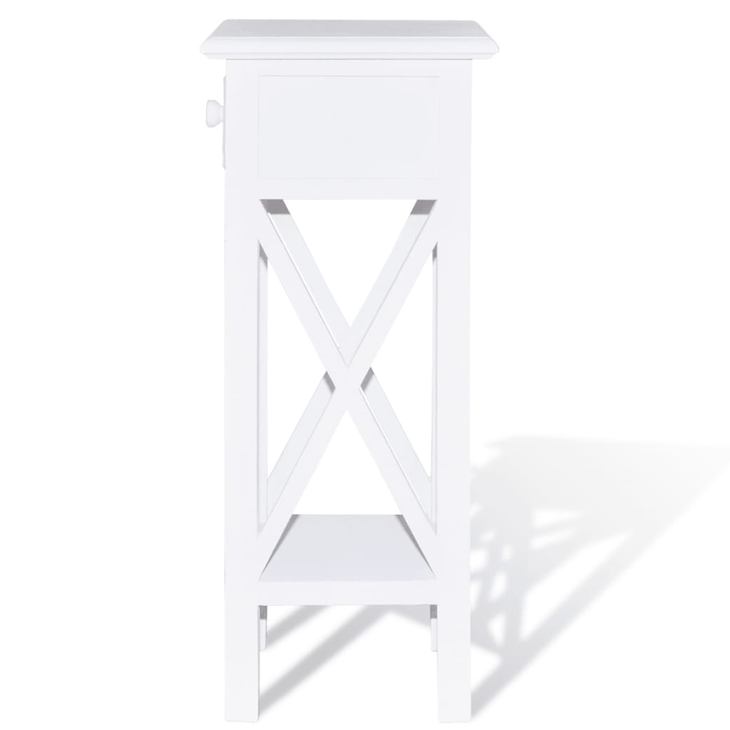vidaXL Príručný stolík so zásuvkou, biely