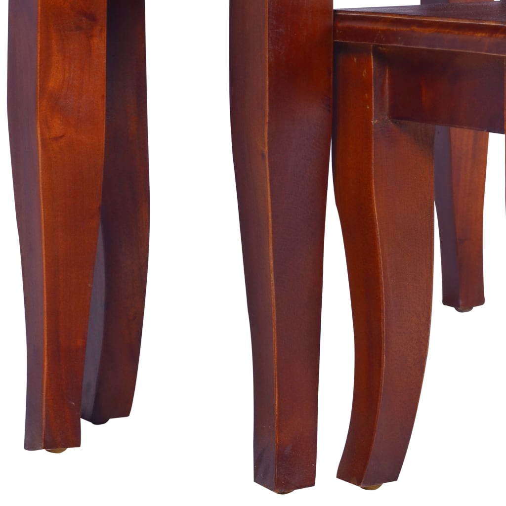 vidaXL Stohovateľné príručné stolíky 3 ks, hnedé, mahagónový masív