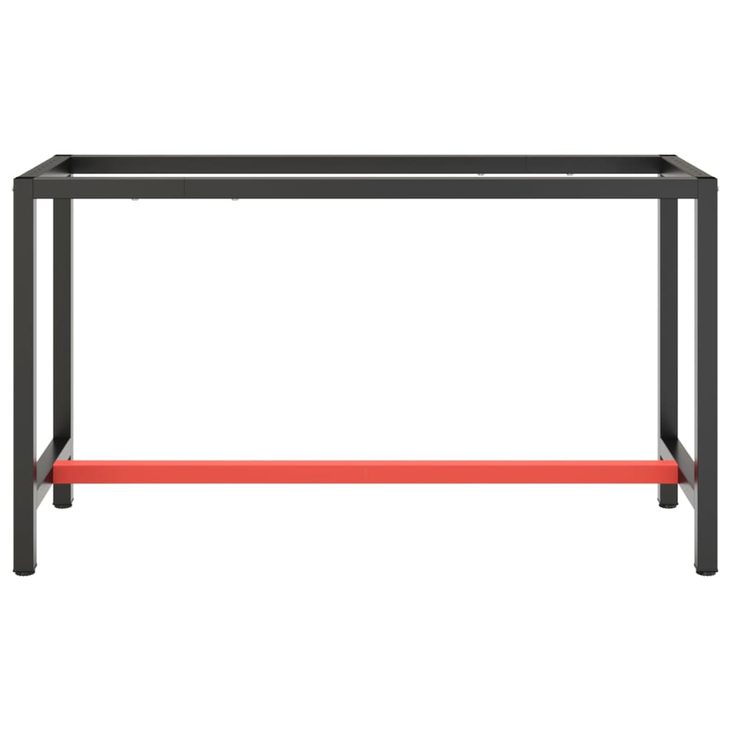 vidaXL Rám pracovného stola matný čierny a matný červený 140x50x79 cm kov