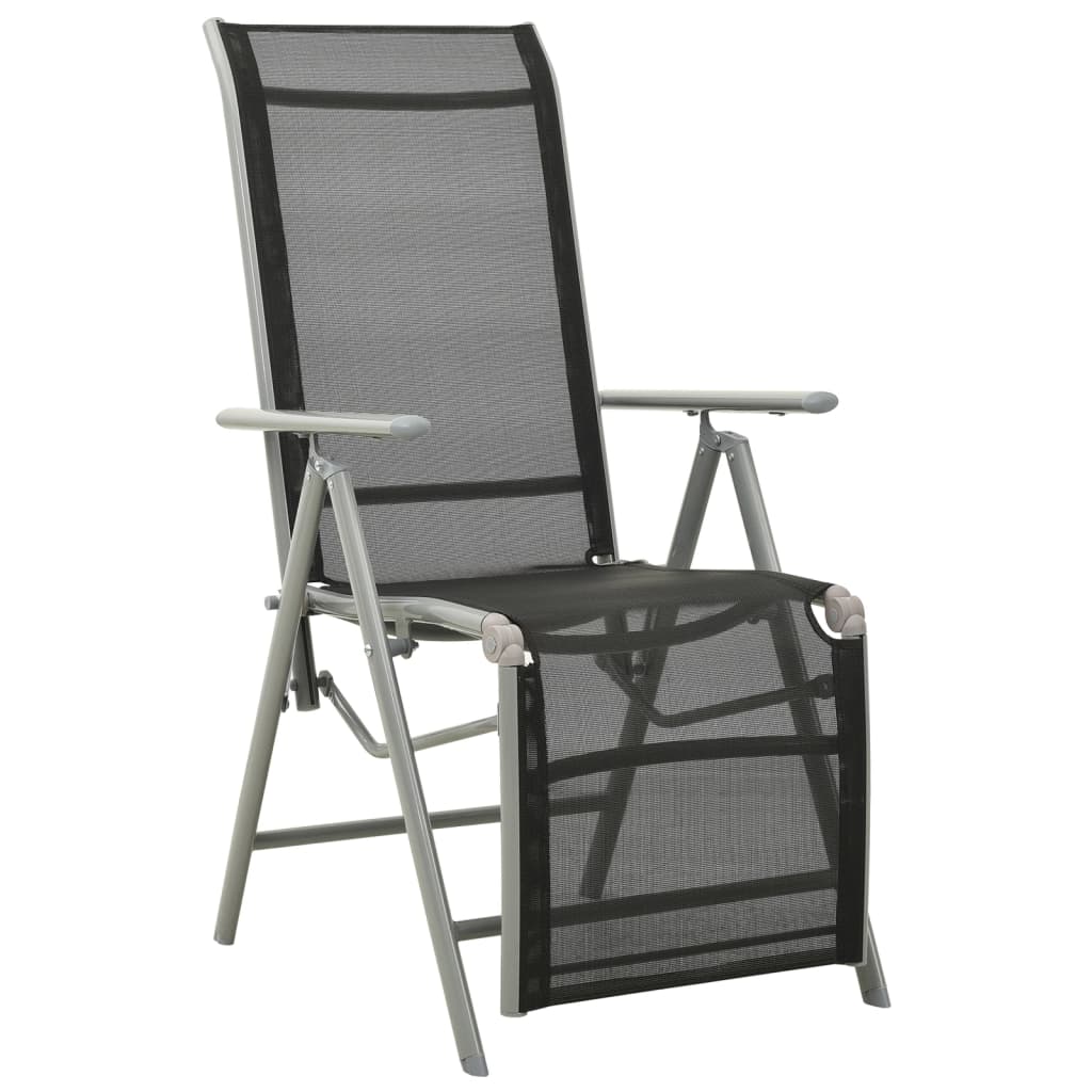 vidaXL Sklápacia záhradná stolička hliník a textilén strieborná