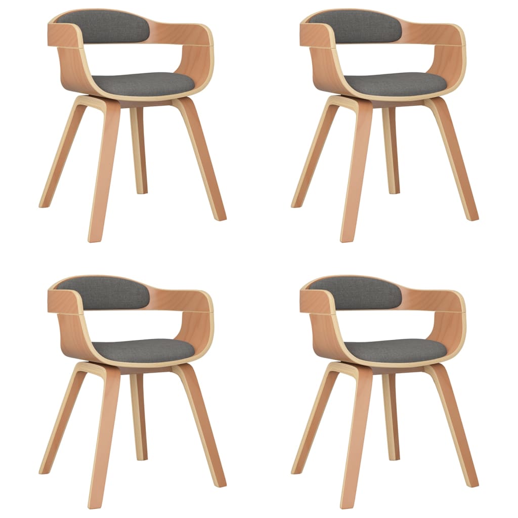 vidaXL Jedálenské stoličky 4ks, svetlosivé, ohýbané drevo a umelá koža