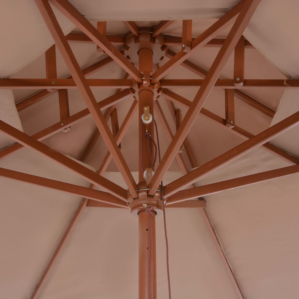 vidaXL Dvojitý vonkajší slnečník s drevenou tyčou 270 cm, sivohnedý