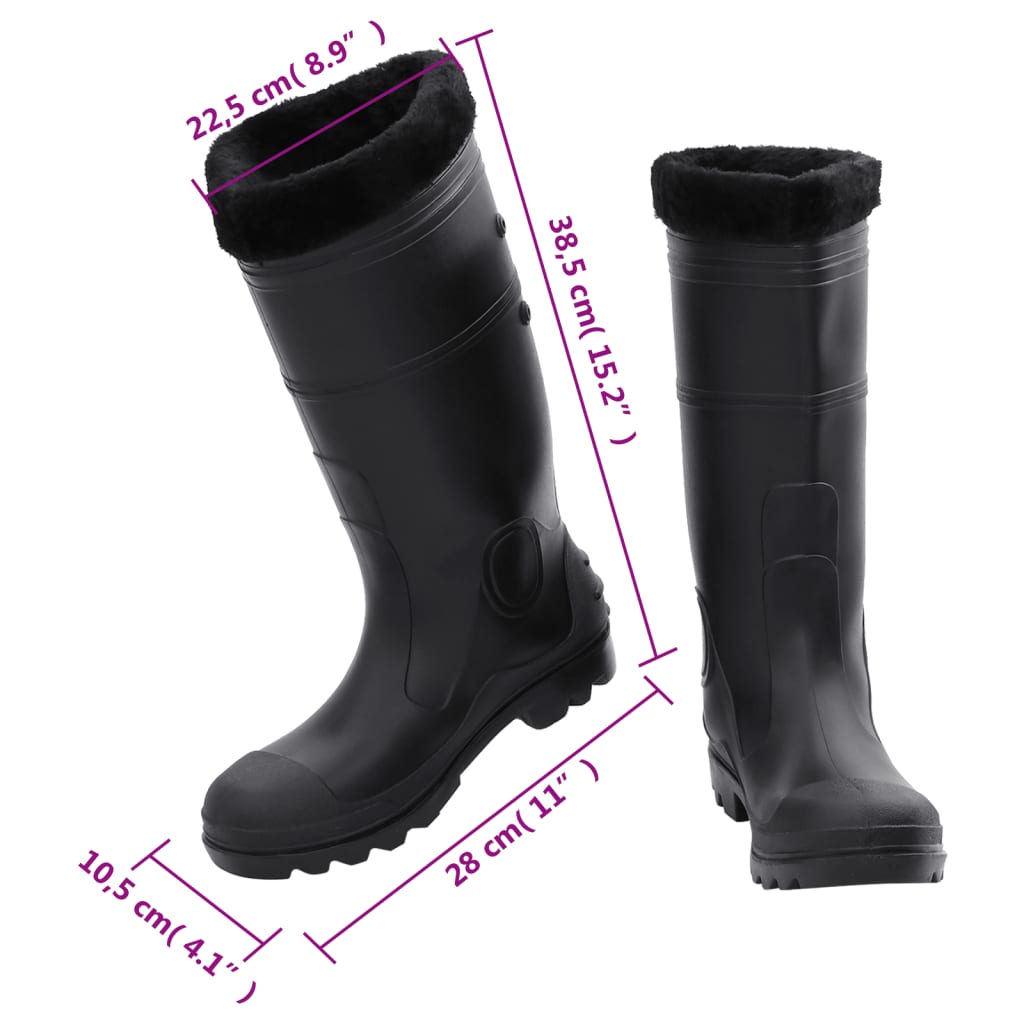 vidaXL Topánky do dažďa s vyberateľnými ponožkami čierne veľk. 41 PVC