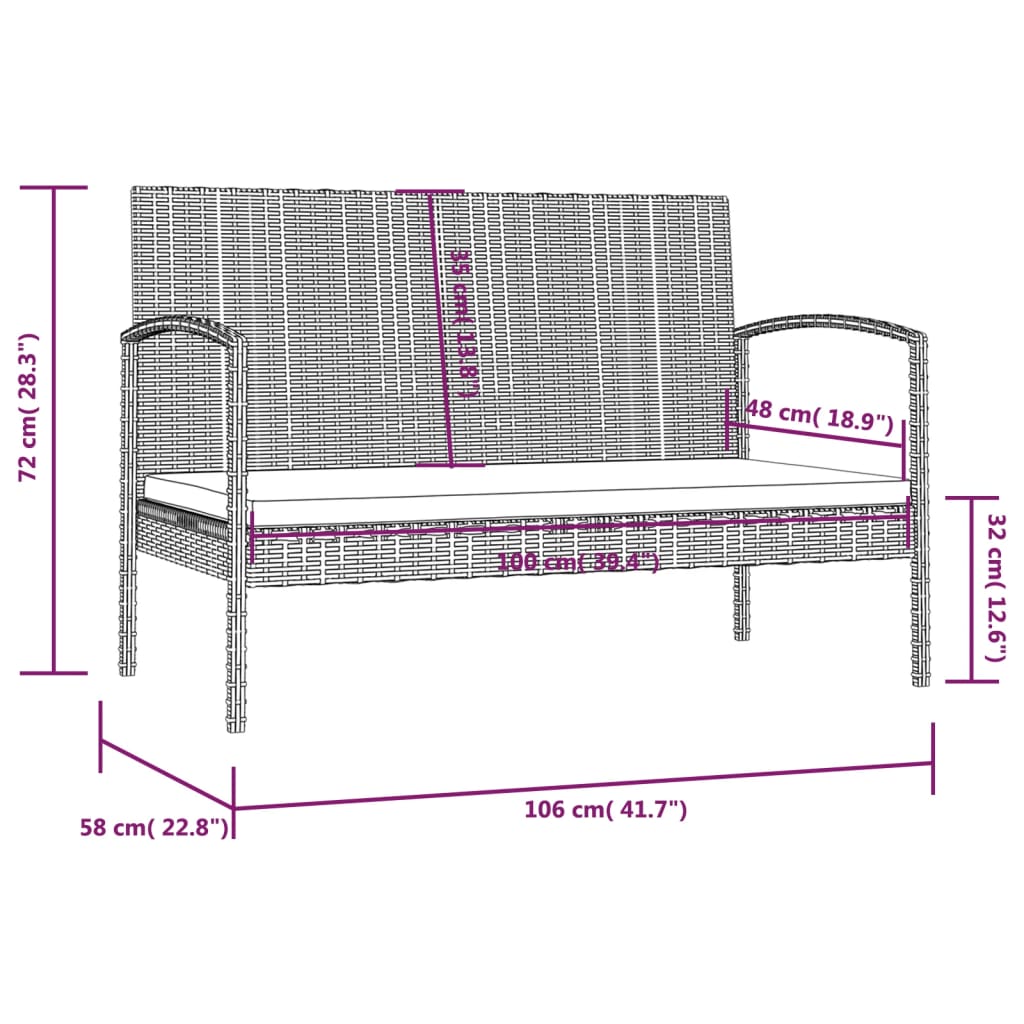 vidaXL 16-dielna záhradná sedacia súprava s podložkami polyratanová sivá