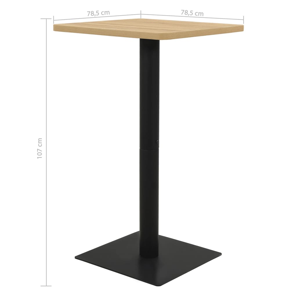 vidaXL Bistro stolík, dubová farba 78,5x78,5x107 cm