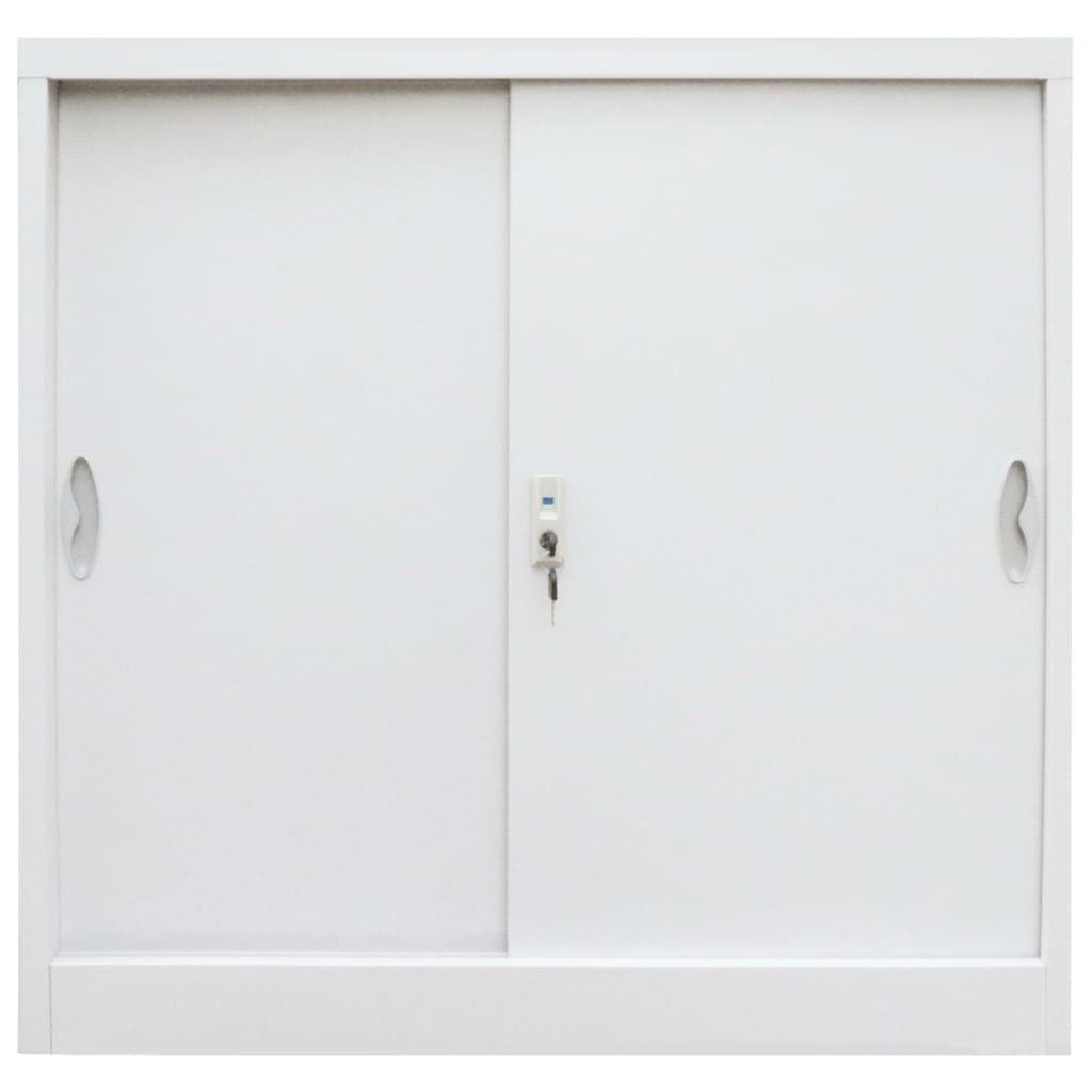 vidaXL Kancelárska skrinka s posuvnými dverami, kov 90x40x90 cm šedá