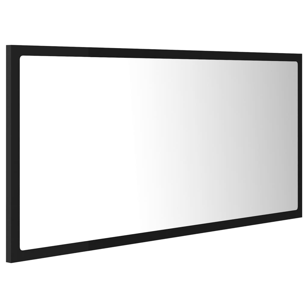 vidaXL LED kúpeľňové zrkadlo čierne 90x8,5x37 cm akryl