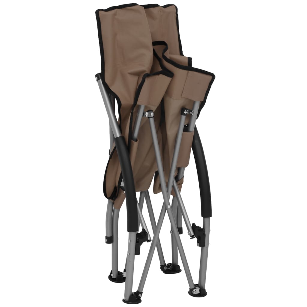 vidaXL Skladacie plážové stoličky 2 ks sivohnedé látka