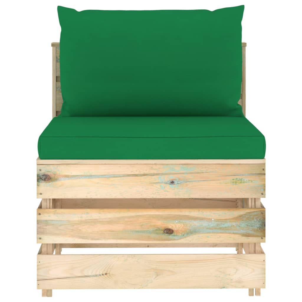 vidaXL 7-dielna záhradná sedacia súprava s podložkami zelené impregnované drevo