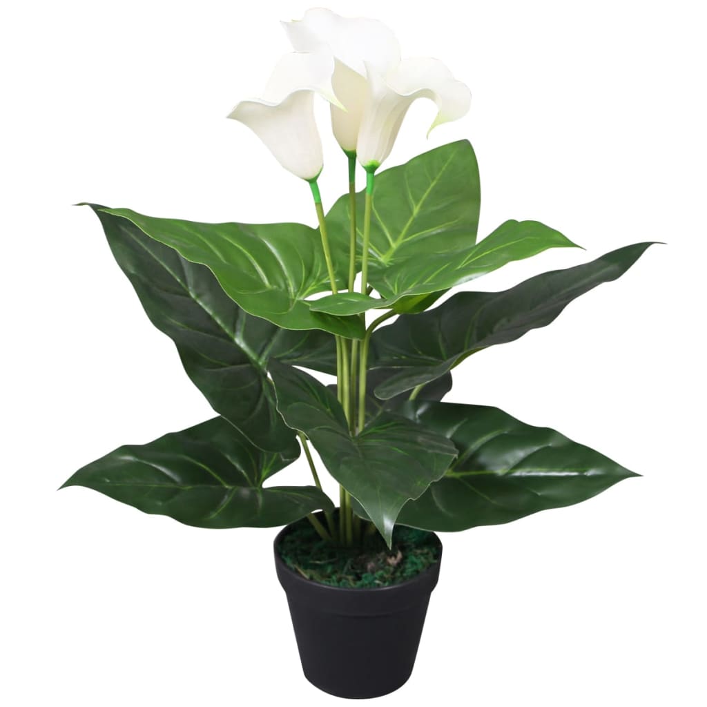 vidaXL Umelá rastlina, kala s kvetináčom 45 cm, biela