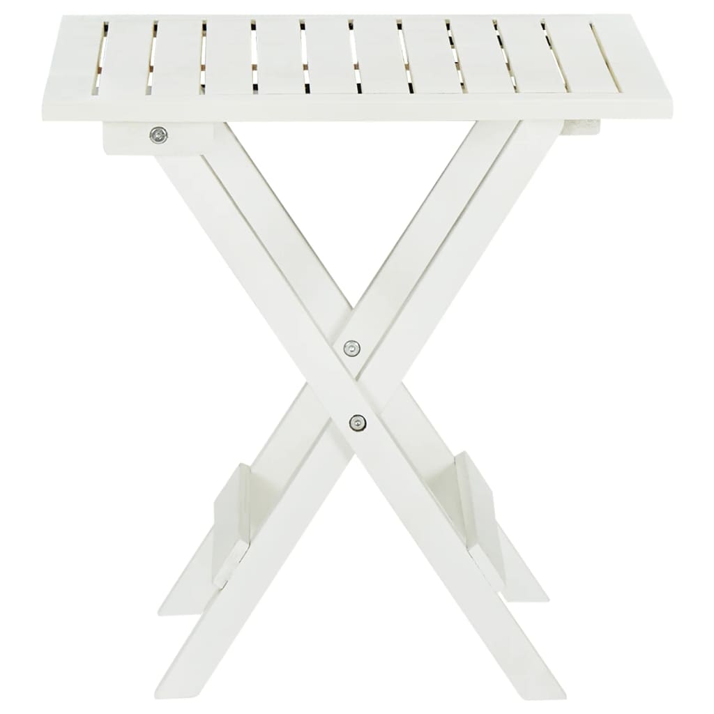vidaXL Bistro stolík, biely 46x46x47 cm, akáciový masív