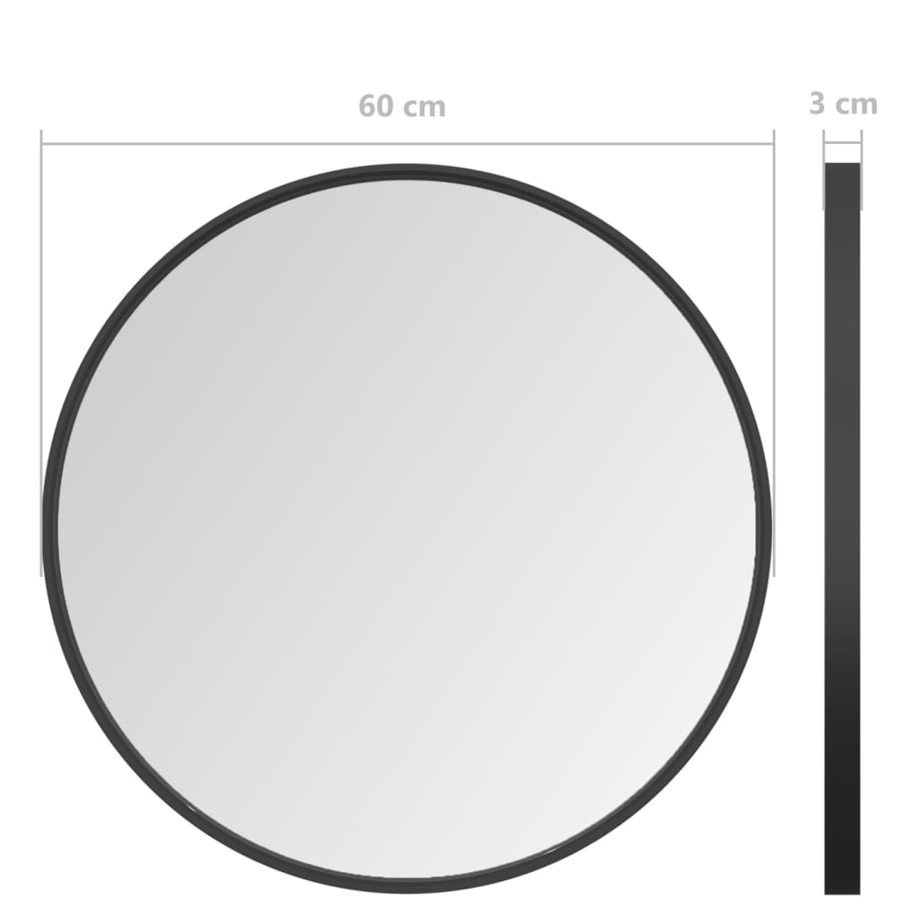 vidaXL Nástenné zrkadlo čierne 60 cm