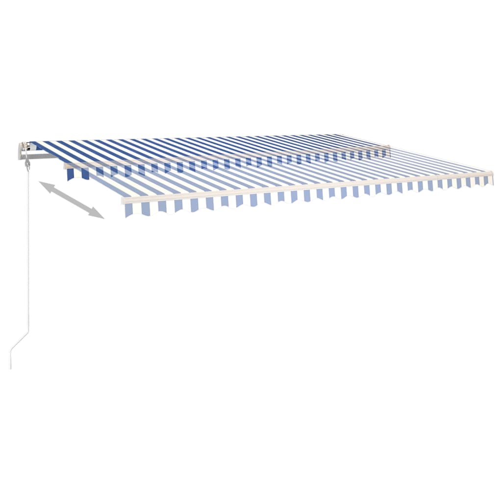 vidaXL Ručne zaťahovacia markíza so stĺpikmi 5x3,5 m modro-biela