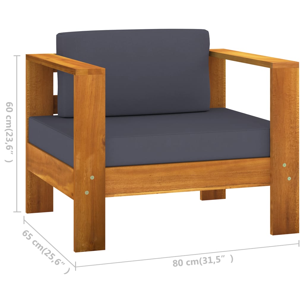 vidaXL 7-dielna záhradná sedacia súprava s tmavosivými podložkami akáciové drevo