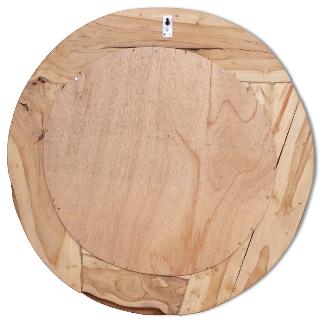 vidaXL Dekoratívne zrkadlo z teakového dreva, 80 cm, okrúhle