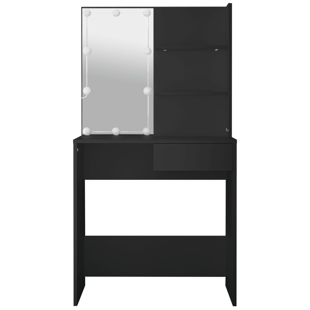 vidaXL Toaletný stolík s LED čierny 74,5x40x141 cm