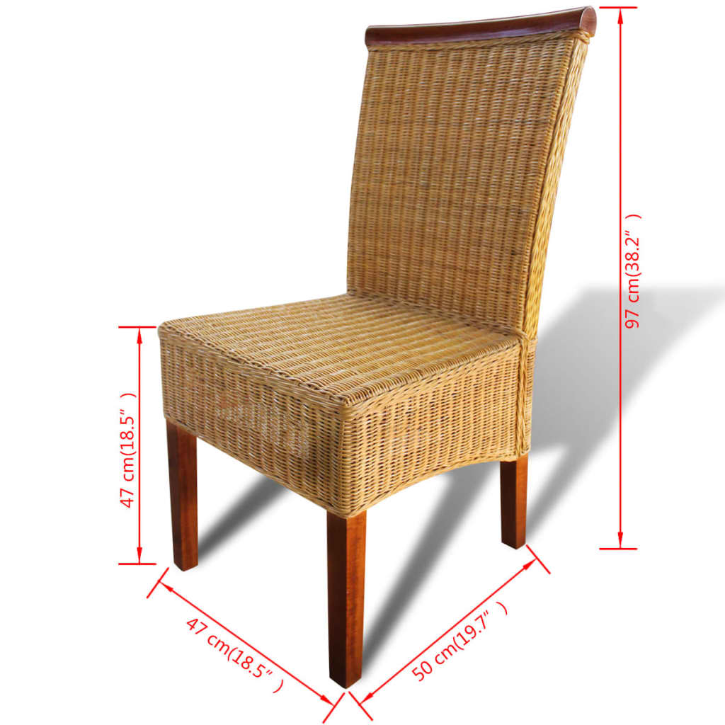 vidaXL Jedálenské stoličky 4 ks hnedé prírodný ratan