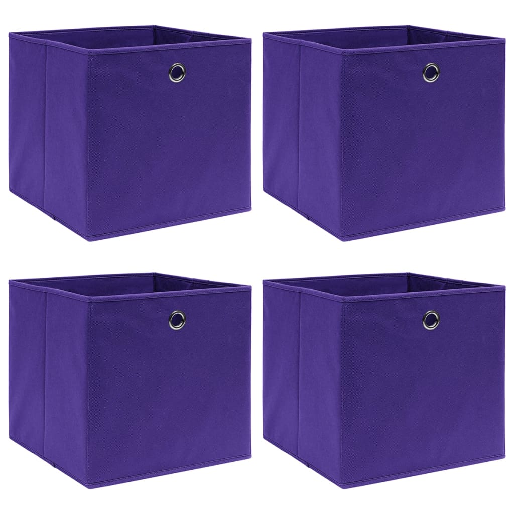 vidaXL Úložné boxy 4 ks, netkaná textília 28x28x28 cm, fialové