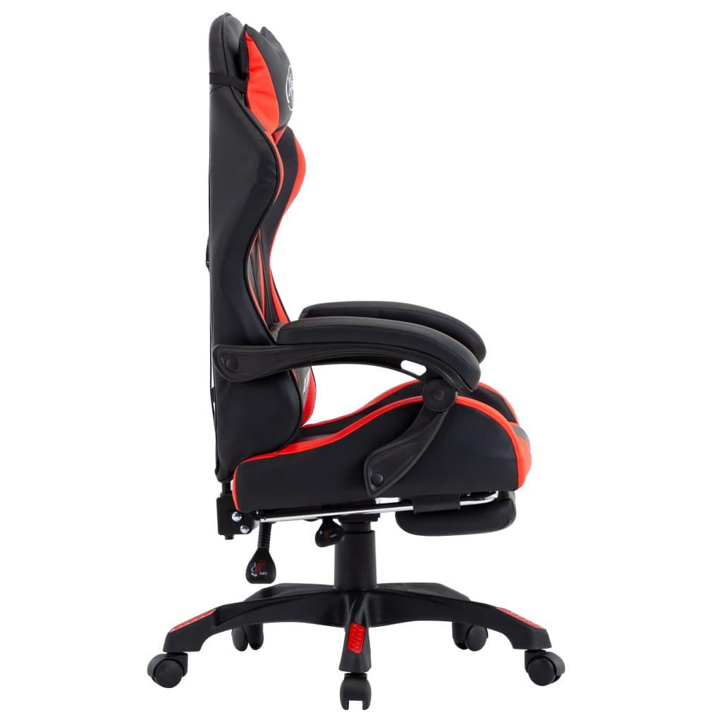 vidaXL Herná stolička s opierkou na nohy, červeno čierna, umelá koža