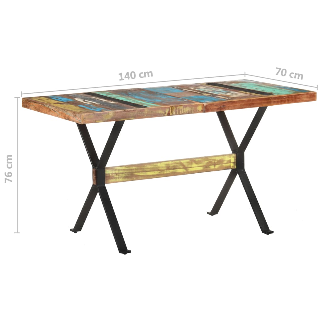 vidaXL Jedálenský stôl 140x70x76 cm, recyklovaný masív