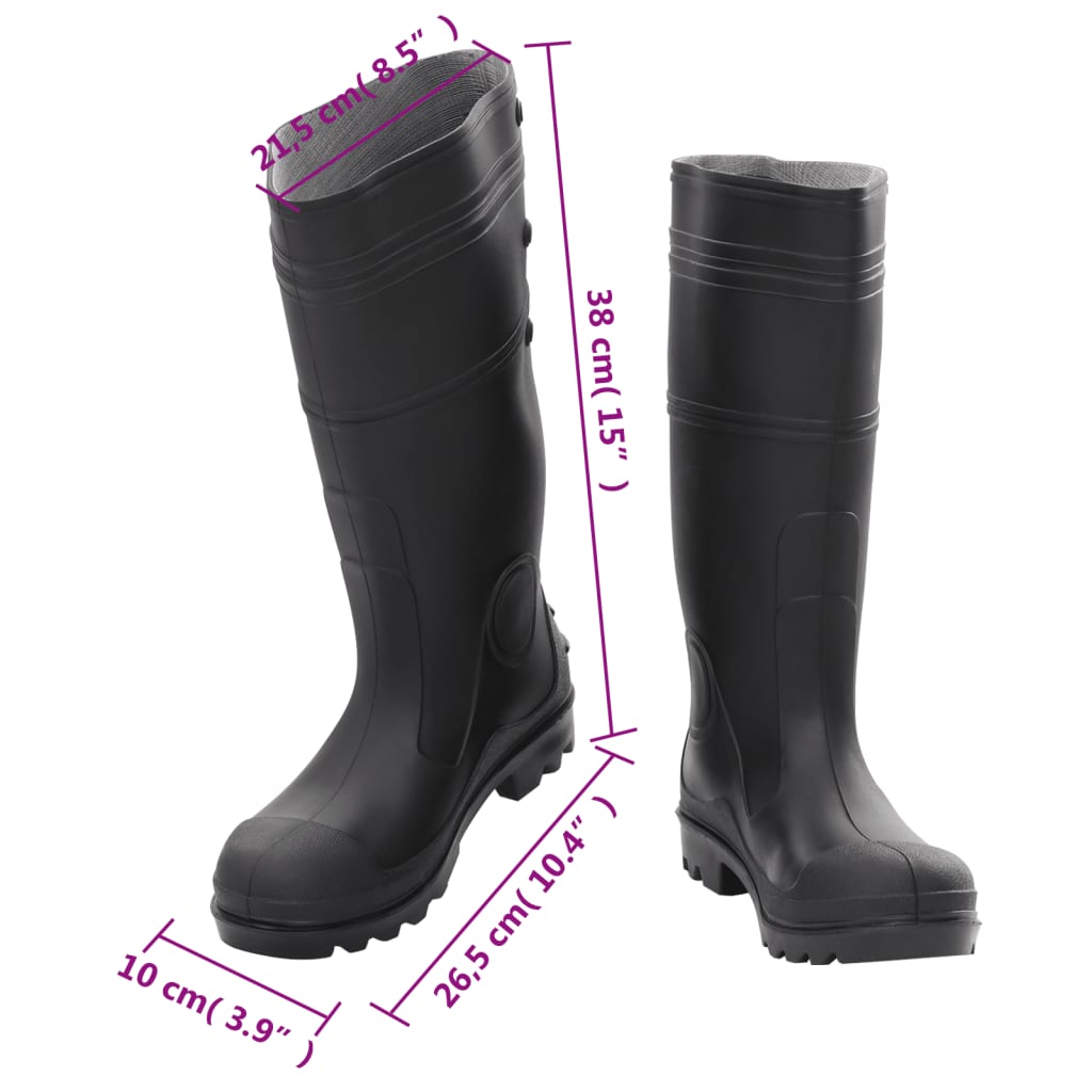 vidaXL Topánky do dažďa čierne veľkosť 39 PVC