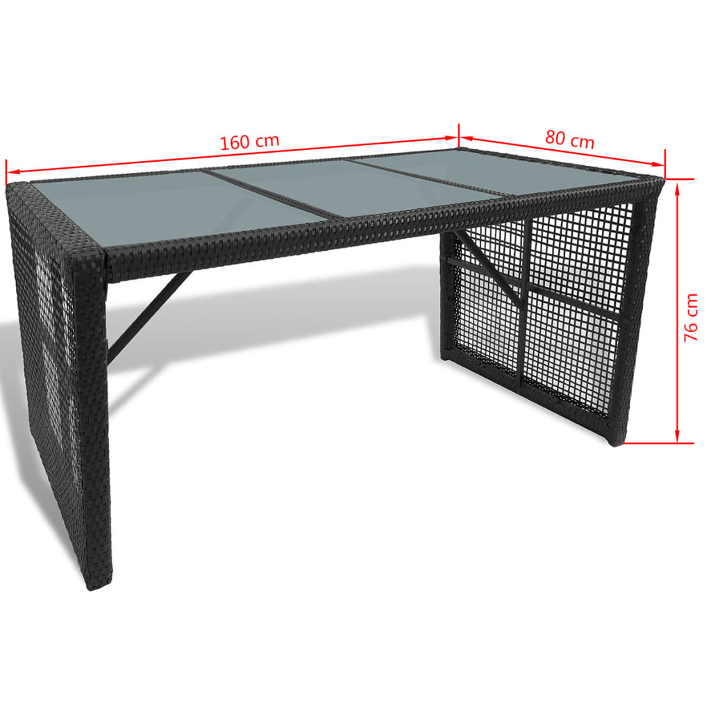 vidaXL Pivný stôl s 2 lavicami 160 cm čierny polyratanový