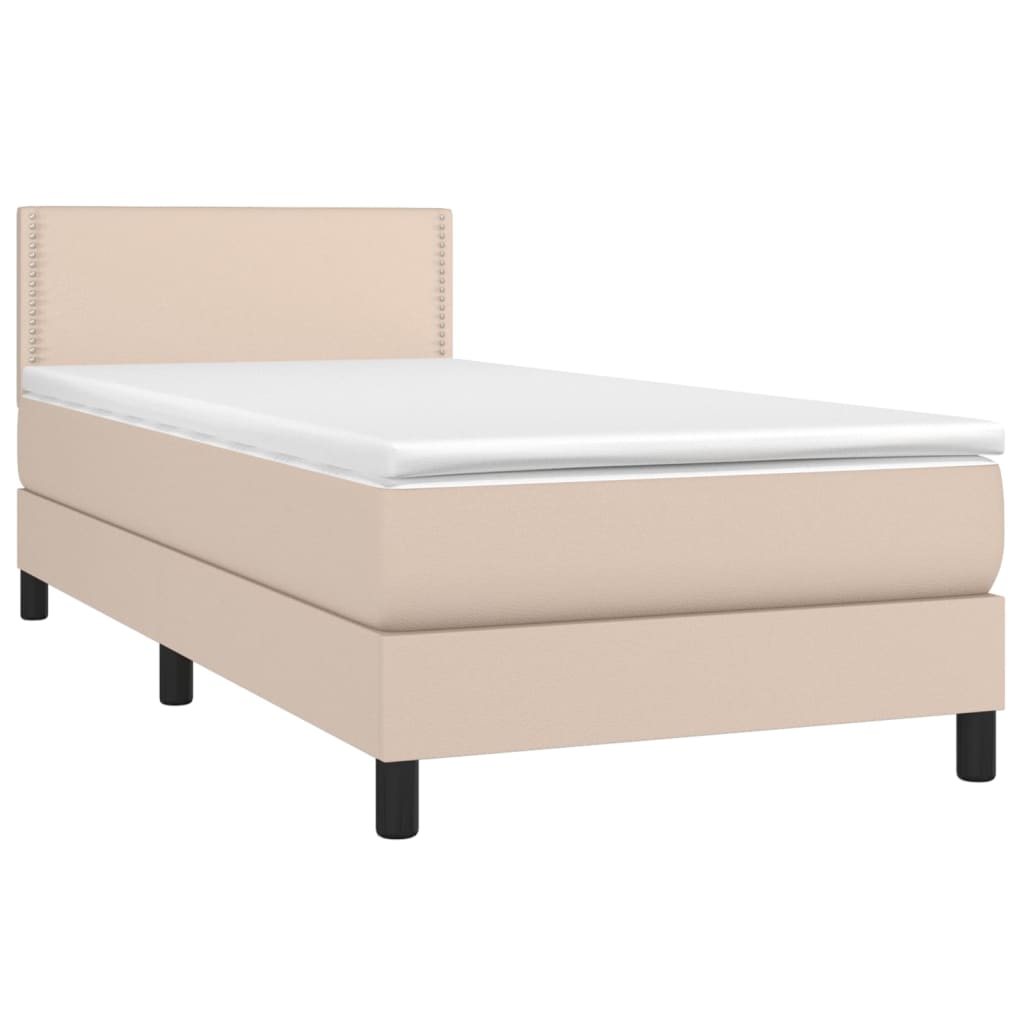vidaXL Boxspring posteľ matrac a LED kapučínová 80x200cm umelá koža