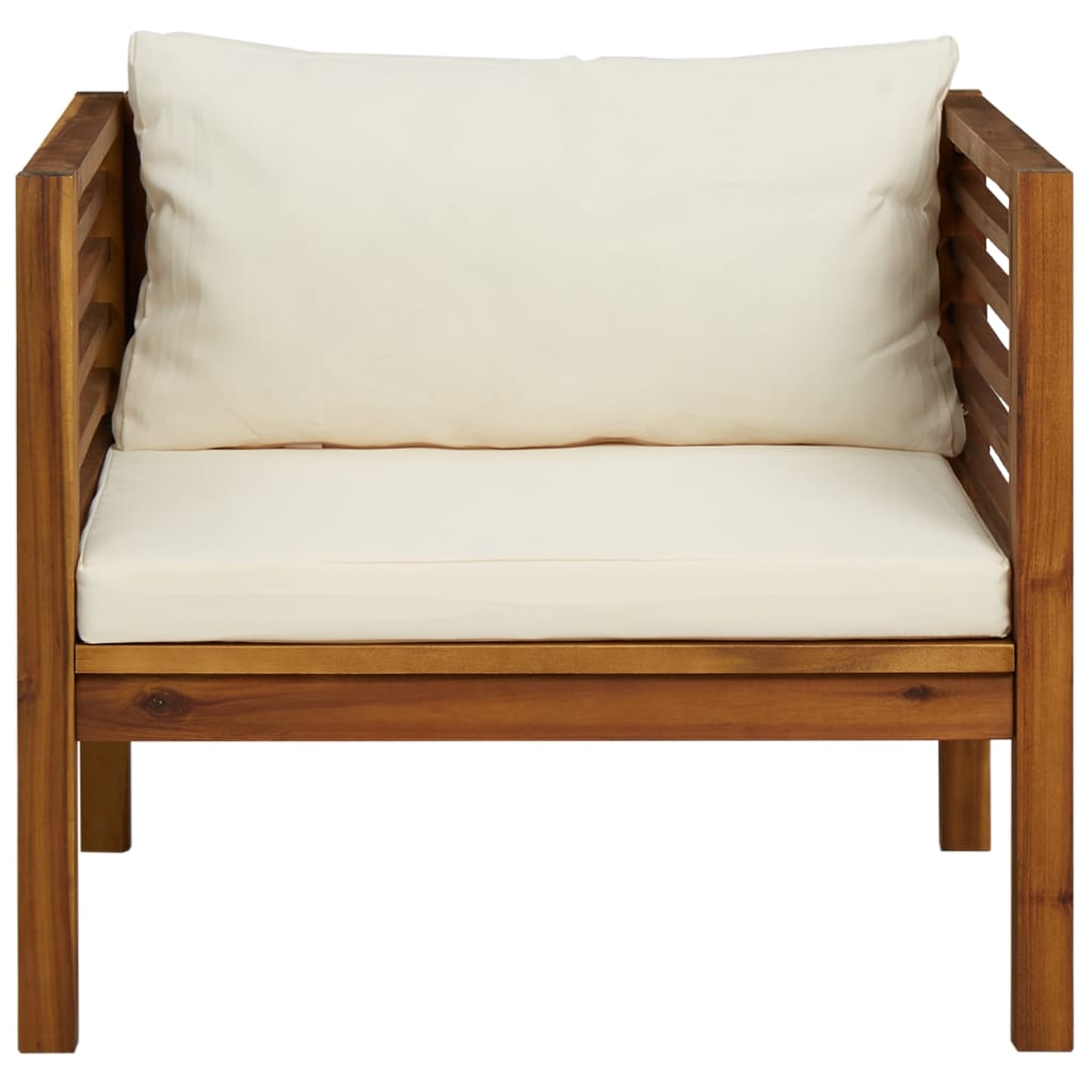 vidaXL Záhradná stolička s krémovo-bielymi podložkami akáciový masív