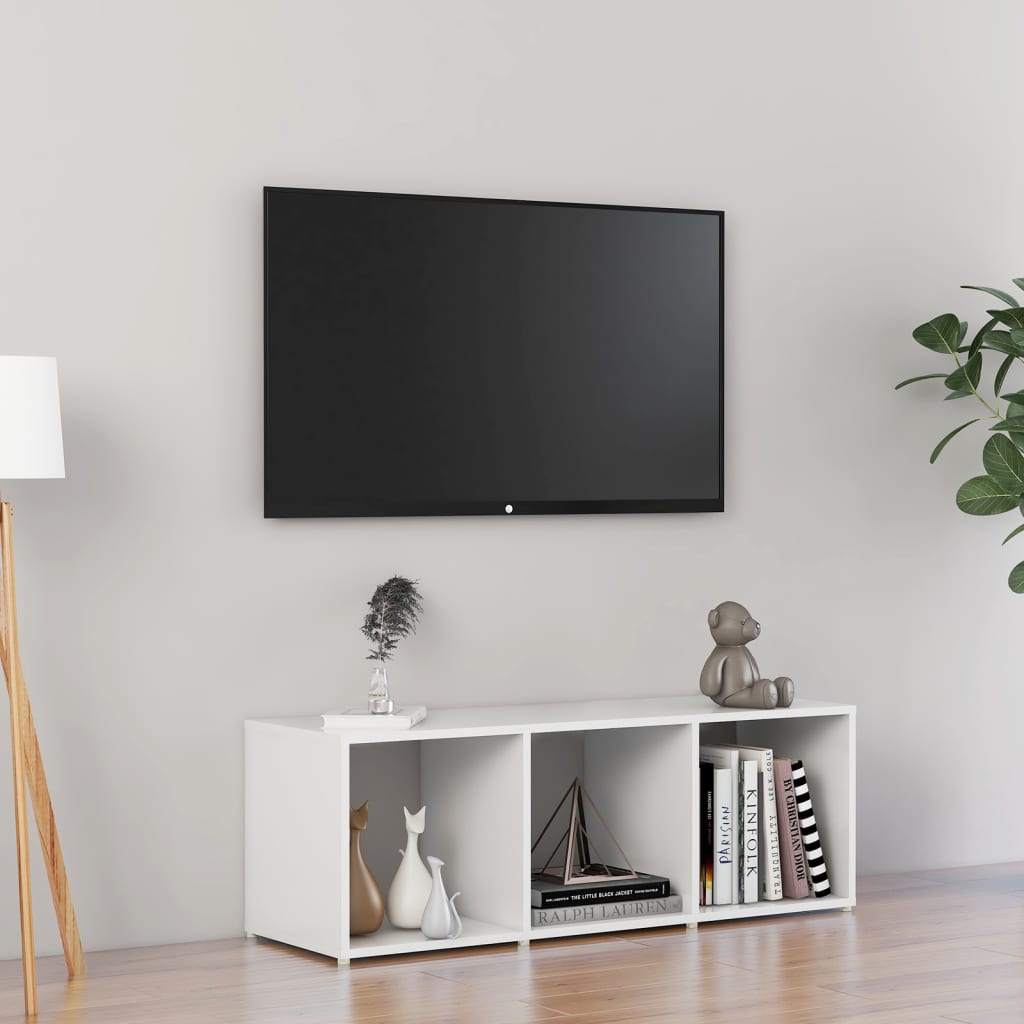 vidaXL TV skrinka, lesklá biela 107x35x37 cm, kompozitné drevo