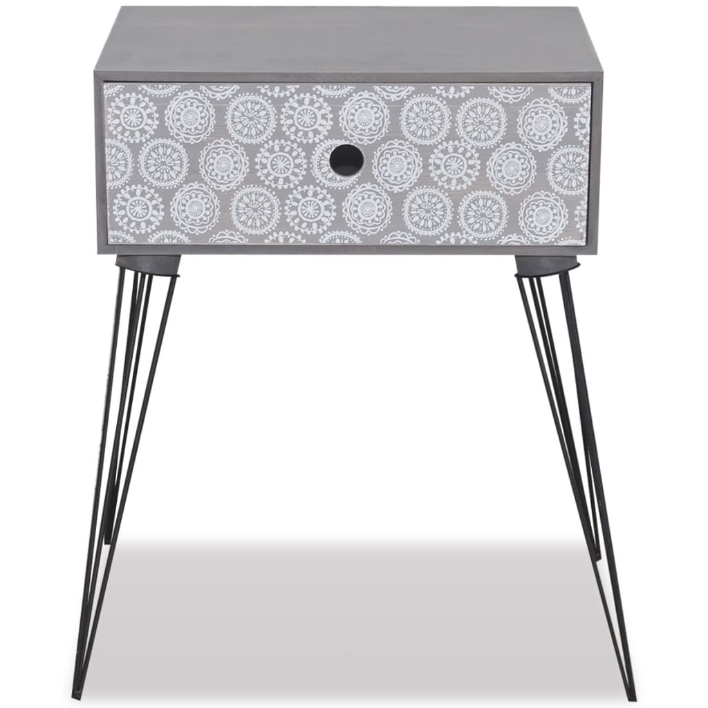 vidaXL Nočný stolík s 1 zásuvkou, obdĺžnikový, sivý
