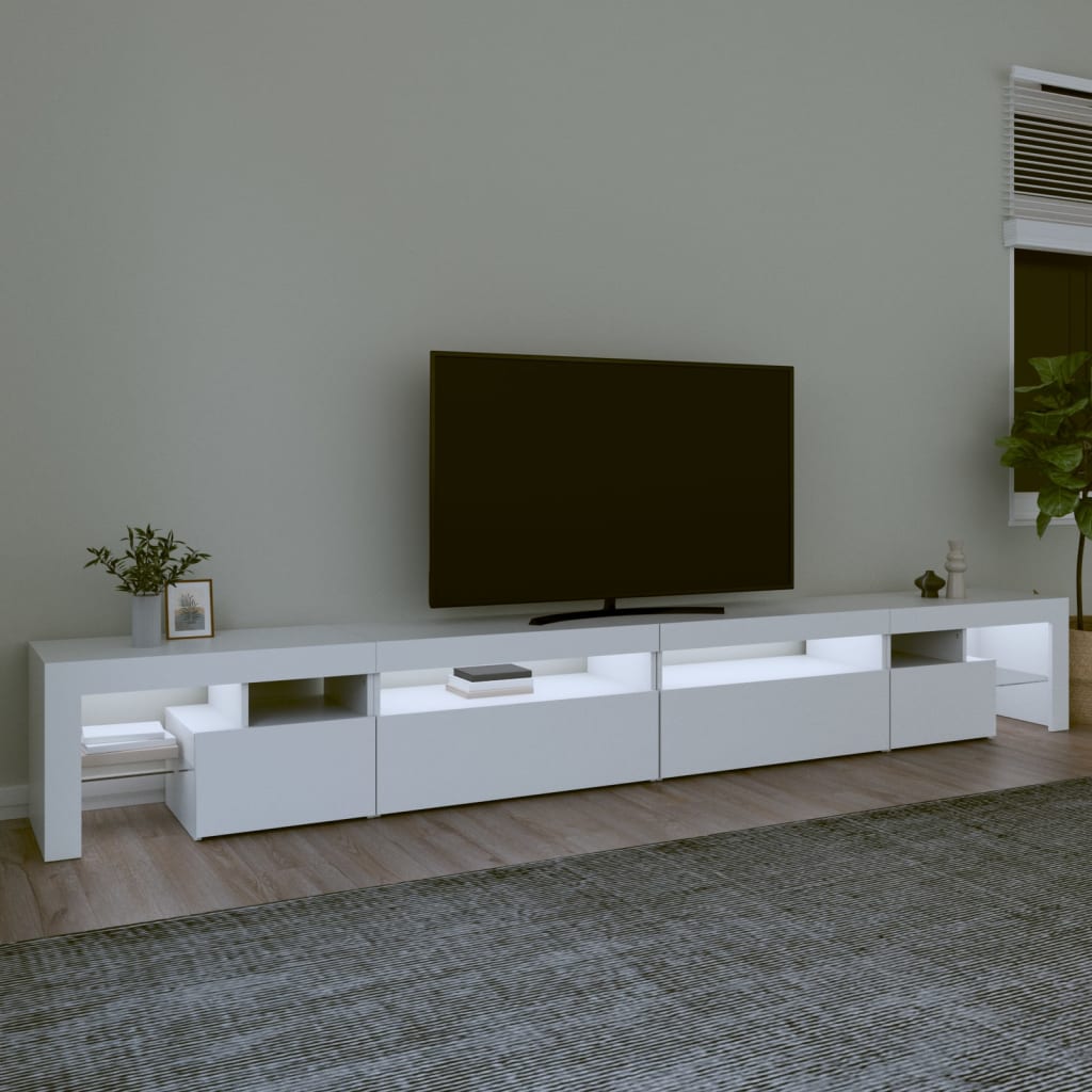 vidaXL TV skrinka s LED svetlami biela 290x36,5x40 cm