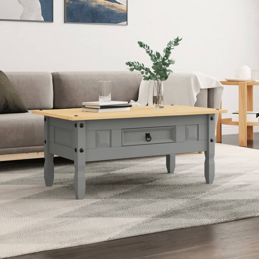vidaXL Konferenčný stolík, mexická borovica Corona, sivý 100x60x45 cm