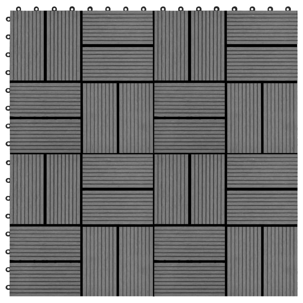 vidaXL Podlahové dlaždice 22 ks, 30x30 cm, 2 m2, WPC, sivé