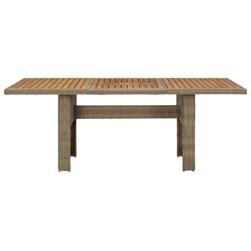 vidaXL Záhradný jedálenský stôl, hnedý 200x100x74 cm, polyratan