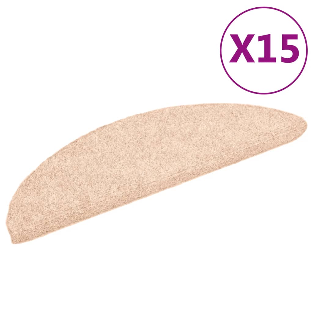 vidaXL Samolepiace nášľapy na schody, 15 ks, kobercové, 56x17x3cm, hnedé