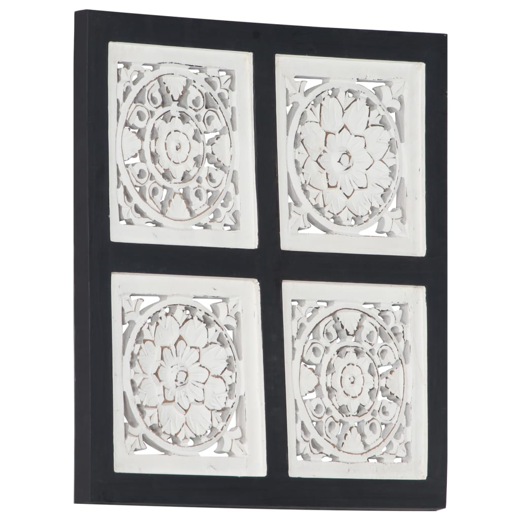 vidaXL Ručne vyrezávaný nástenný panel MDF 40x40x1,5 cm čierny a biely