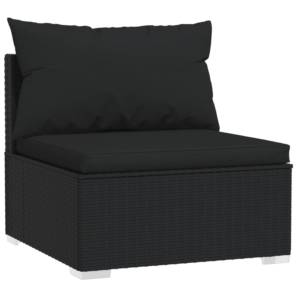 vidaXL 14-dielna záhradná sedacia súprava s vankúšmi polyratan čierna