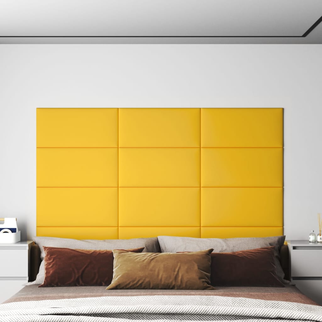 vidaXL Nástenné panely 12 ks žlté 60x30 cm zamat 2,16 m²