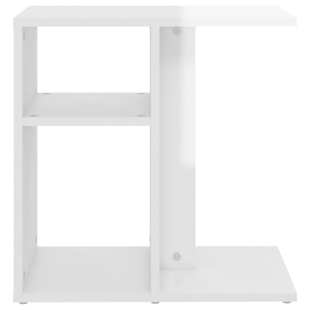 vidaXL Príručný stolík, lesklý biely 50x30x50 cm, kompozitné drevo