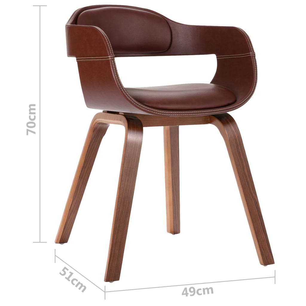 vidaXL Jedálenská stolička, hnedá, ohýbané drevo a umelá koža