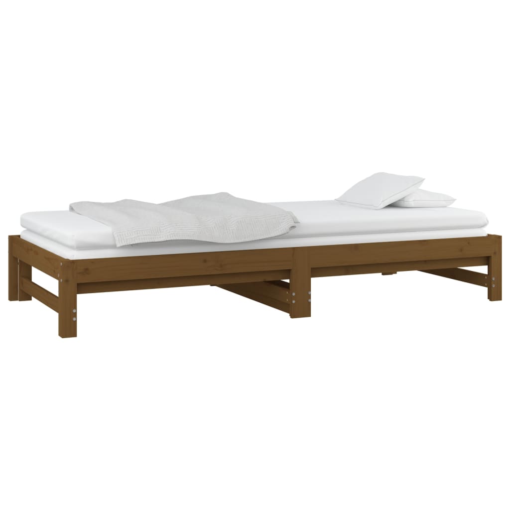 vidaXL Rozkladacia denná posteľ medová 2x(80x200) cm borovicový masív