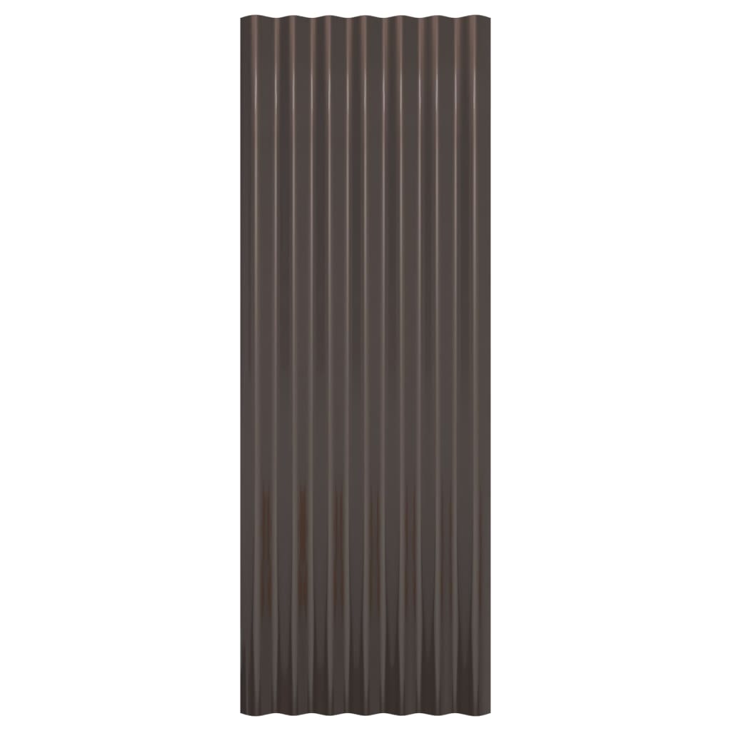 vidaXL Strešné panely 12 ks práškovaná oceľ hnedé 100x36 cm